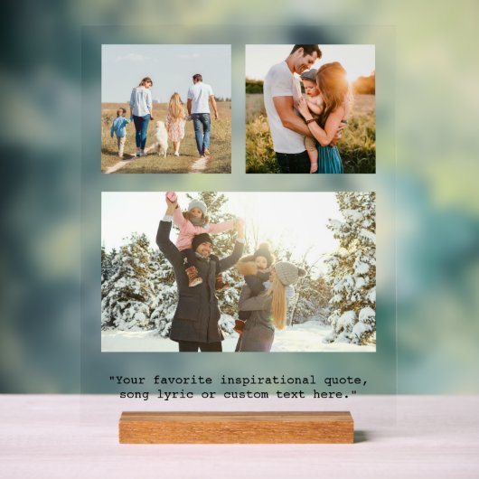 3枚の写真とパーソナライズされた引用文を作成 アクリルサイン (ニュートラル)