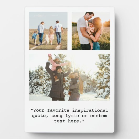 3枚の写真とパーソナライズされた引用文を作成 フォトプラーク (正面)