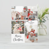 3枚の写真とモダンタイポグラフィメリークリスマス シーズンカード (スタンド正面)
