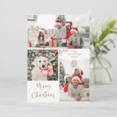 3枚の写真とモダンタイポグラフィメリークリスマス シーズンカード (スタンド正面)