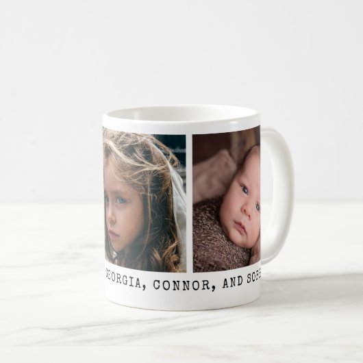 3枚の写真と個人用メッセージ コーヒーマグカップ (正面右)