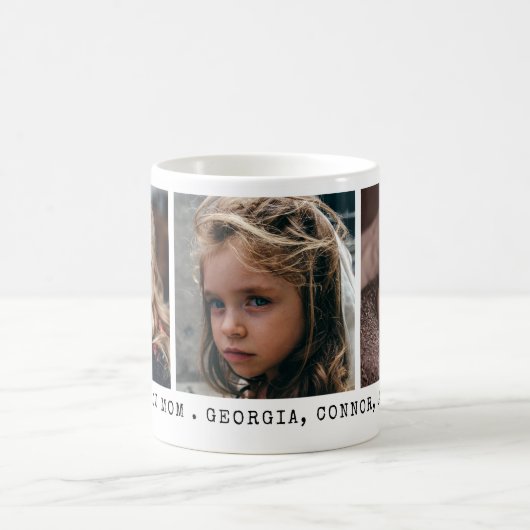 3枚の写真と個人用メッセージ コーヒーマグカップ (中央)
