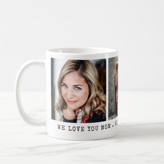 3枚の写真と個人用メッセージ コーヒーマグカップ (左)