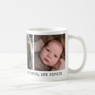 3枚の写真と個人用メッセージ コーヒーマグカップ