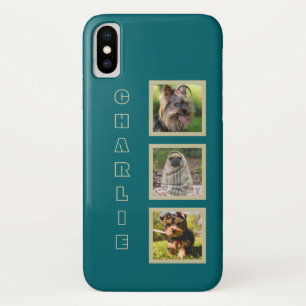 3枚の写真と名前をカスタムするの電話ケース iPhone X ケース