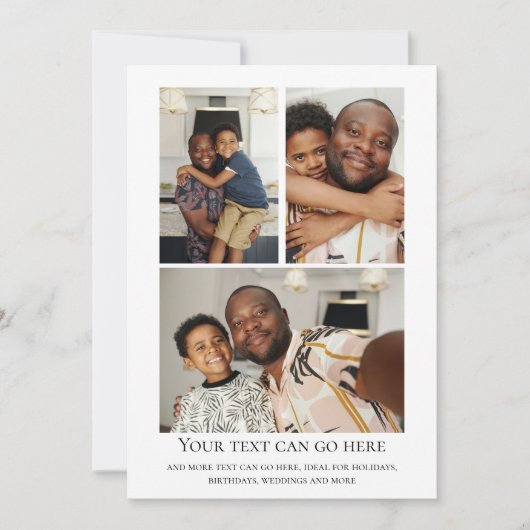 3枚の写真と斑点のあるドットバックテンプレート カード (正面)