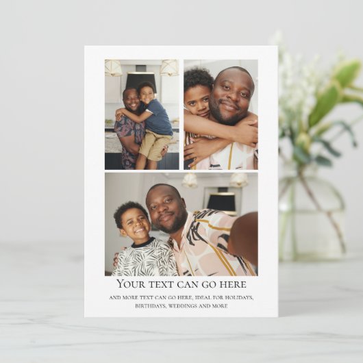 3枚の写真と斑点のあるドットバックテンプレート カード (スタンド正面)