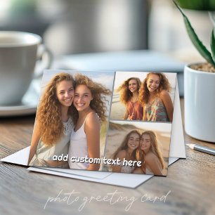 3枚の写真と1行のテキストのコラージュ カード