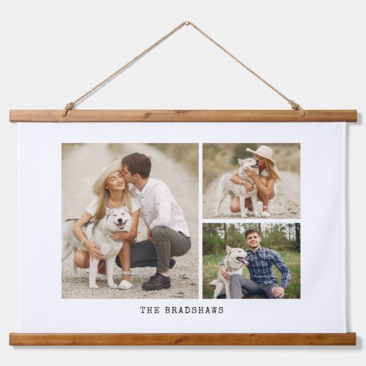 3枚の写真のギャラリパーソナライズされたー 吊り下げ型タペストリー (正面)