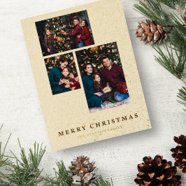3枚の写真のクリスマスコラージュ メリークリスマス タータン 箔シーズンポストカード