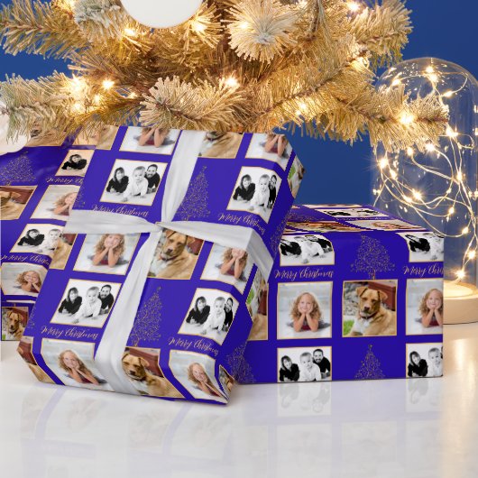 3枚の写真のクリスマスツリー ラッピングペーパー (クリスマス)