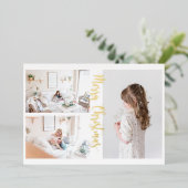 3枚の写真のクリスマス金ゴールドフォトカード 箔シーズンカード (立ち正面)