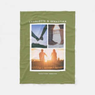 3枚の写真のコラージュパーソナライズされた フリースブランケット