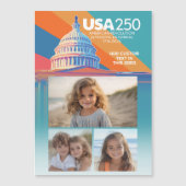 3枚の写真のコラージュ - アメリカ250周年記念 キャピタルドーム アメリカ マグネット招待状 (正面)