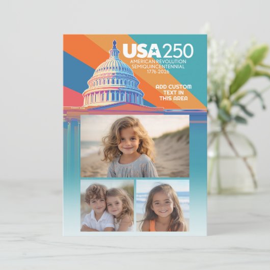 3枚の写真のコラージュ - アメリカ250周年記念 キャピタルドーム アメリカ 招待状 (スタンド正面)