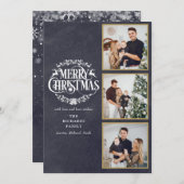 3枚の写真のコラージュ メリークリスマス ブラックボード シーズンカード (正面/裏面)