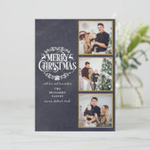 3枚の写真のコラージュ メリークリスマス ブラックボード シーズンカード (スタンド正面)