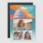 3枚の写真のコラージュ - 米国 250周年 キャピトルドーム アメリカ マグネット招待状 (正面/裏面)