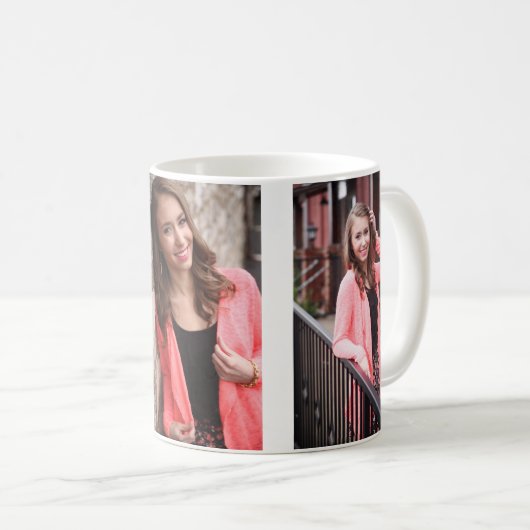 3枚の写真のパーソナライズされたマグカップ コーヒーマグカップ (正面右)