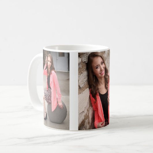 3枚の写真のパーソナライズされたマグカップ コーヒーマグカップ (正面左)