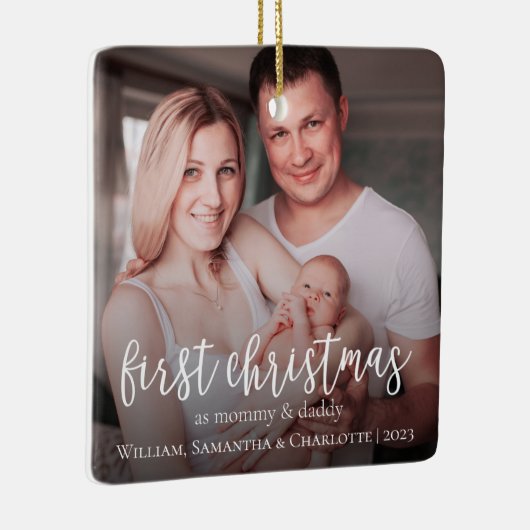 3枚の写真の初めてのクリスマス セラミックオーナメント (右)
