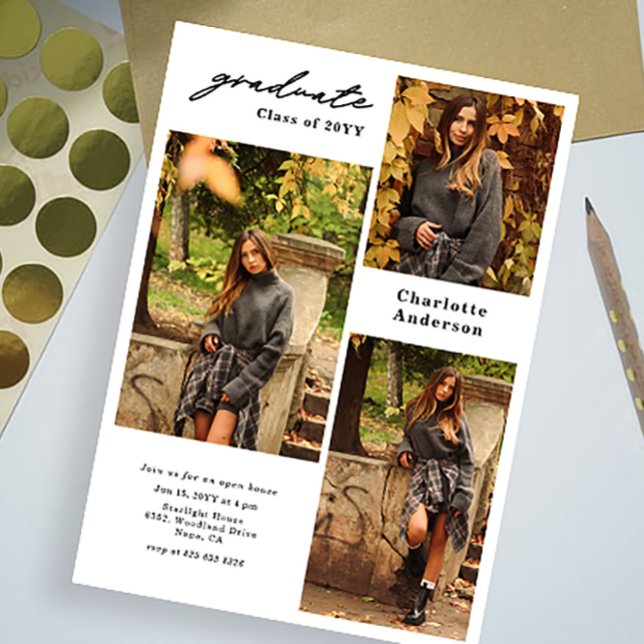 3枚の写真の卒業表モダン示を追加 (クリエイターアップロード済み)