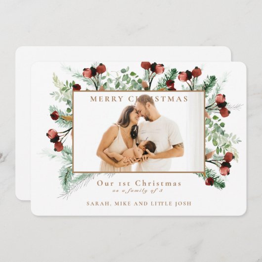 3枚の写真の家族としての私たちの最初のクリスマス (正面/裏面)