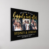 3枚の写真の後で私たちの幸せな生活へようこそ結婚。 箔ポスター (レイダウン)