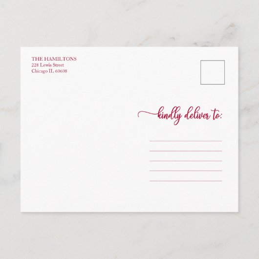 3枚の写真の温かい願いシンプルのクリスマスモダン ポストカード (裏面)