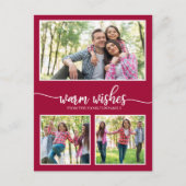 3枚の写真の温かい願いシンプルのクリスマスモダン ポストカード (正面)
