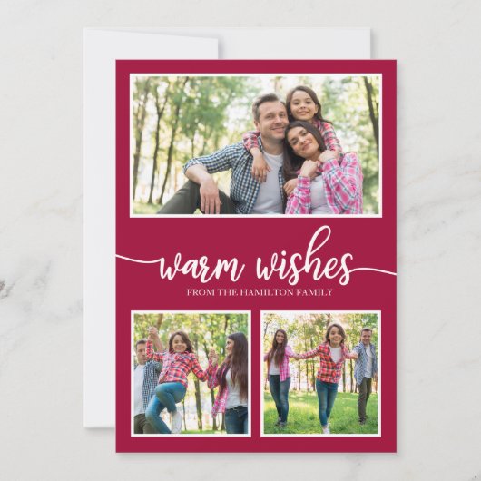 3枚の写真の温かい願いシンプルのクリスマスモダン 招待状 (正面)