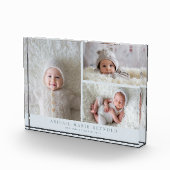 3枚の写真の組み合わせ ブルー 新生児記念品 フォトブロック (右)