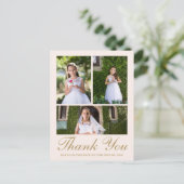 3枚の写真の花のクロス　初聖体拝領　ブッシュピンク ポストカード (スタンド正面)