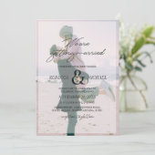 3枚の写真の花飾り付きアンパサンド 私たちは結婚します 招待状 (スタンド正面)