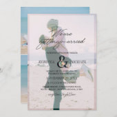 3枚の写真の花飾り付きアンパサンド 私たちは結婚します 招待状 (正面/裏面)