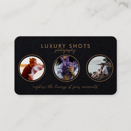 3枚の写真の追加金ゴールドプレミアム黒署名 名刺 (正面)