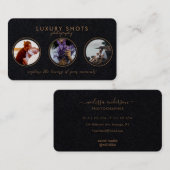 3枚の写真の追加金ゴールドプレミアム黒署名 名刺 (正面/裏面)