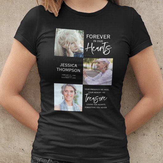 3枚の写真の追悼トリビュートTシャツ Tシャツ
