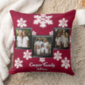 3枚の写真をパーソナライズしたクリスマス応援雪 クッション (ブランケット)
