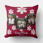 3枚の写真をパーソナライズしたクリスマス応援雪 クッション (正面)