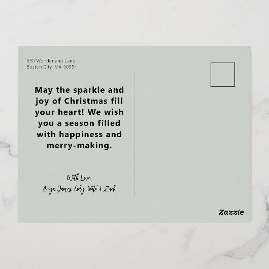 3枚の写真を一緒に楽しむ 箔シーズンポストカード (裏面)