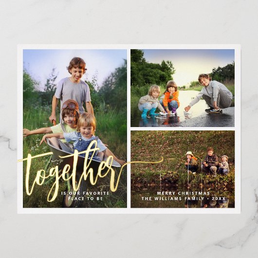3枚の写真を一緒に楽しむ 箔シーズンポストカード (正面)