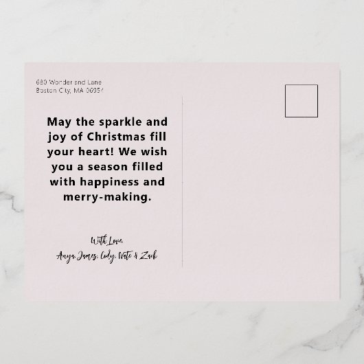 3枚の写真を一緒に楽しむ 箔シーズンポストカード (裏面)