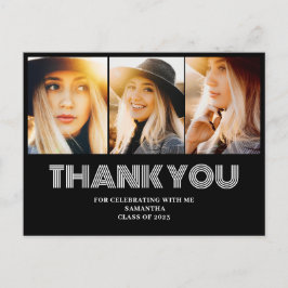 3枚の写真を並べた卒業お礼ポストカード ポストカード