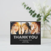 3枚の写真を並べた卒業お礼ポストカード ポストカード (スタンド正面)