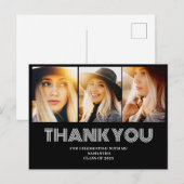 3枚の写真を並べた卒業お礼ポストカード ポストカード (正面/裏面)