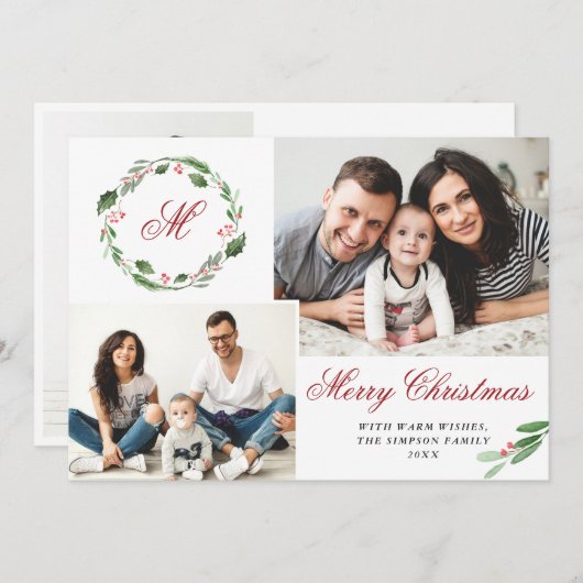 3枚の写真を使ったクリスマスカード シーズンカード (正面/裏面)