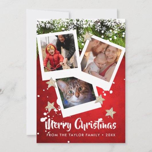3枚の写真を使ったクリスマスカード シーズンカード (正面)