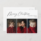 3枚の写真を使ったクリスマスホリデーデザイン シーズンポストカード (正面/裏面)