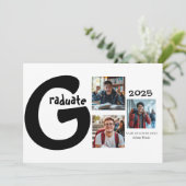 3枚の写真を使ったコラージュの卒業お知らせ 招待状 (スタンド正面)